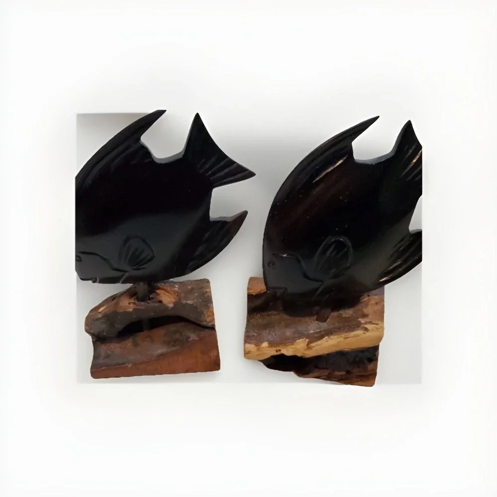 Carved Wooden‎ Fish Bookends Carvings